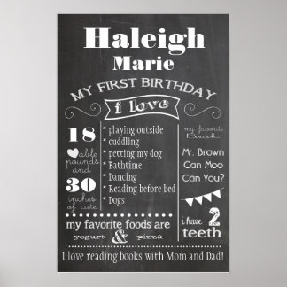 First Year Birthday Poster