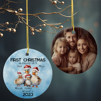 First Year Christmas as Family of 4 Duck Family  Ceramic Ornament