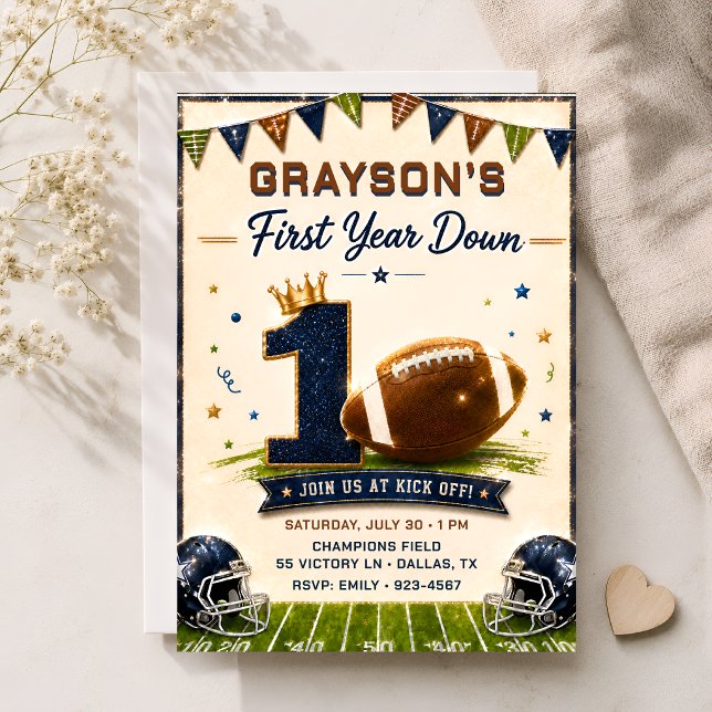 First Year Down 1st Birthday Invitation (Creator Uploaded)