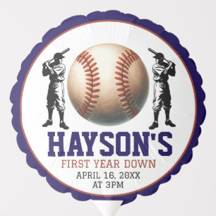First Year Down Baseball 1st Birthday Party Balloon
