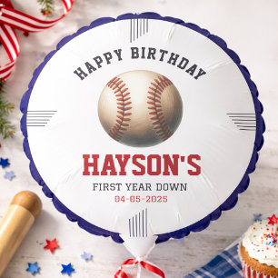 First Year Down Baseball 1st Birthday Party Balloon