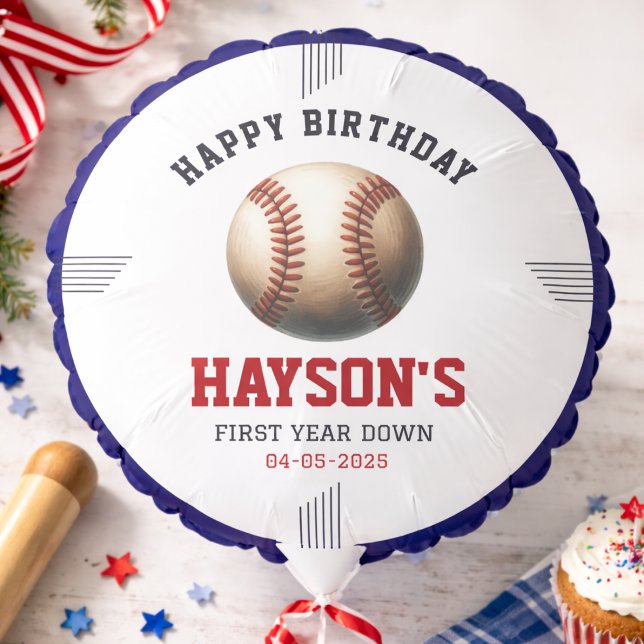 First Year Down Baseball 1st Birthday Party Balloon (First Year Down Baseball 1st Birthday Party balloon)