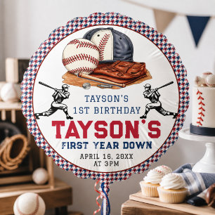 First Year Down Baseball 1st Birthday Party Balloon