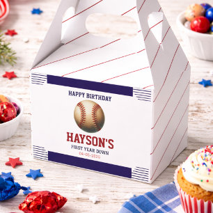 First Year Down Baseball 1st Birthday Party Favor Boxes