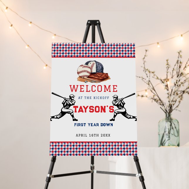 First Year Down Baseball 1st Birthday Party  Foam Board (In Situ (Stand))