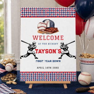 First Year Down Baseball 1st Birthday Party Foam Board
