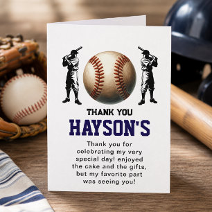 First Year Down Baseball 1st Birthday Party Thank You Card