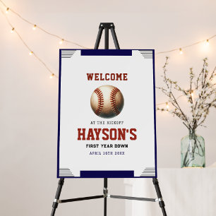  First Year Down Baseball 1st Birthday Welcome Foam Board