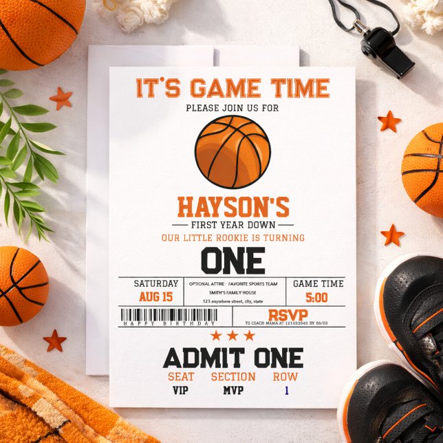 First Year Down Basketball 1st Birthday Party Invitation (Creator Uploaded)