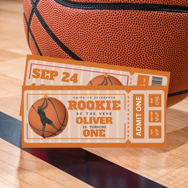 First year down basketball ticket birthday  invitation (Creator Uploaded)