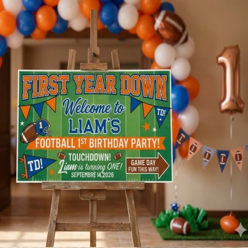 First Year Down Birthday Banner Party Welcome Sign