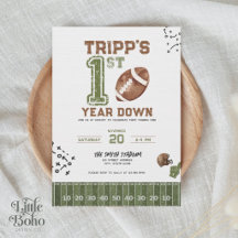 First Year Down | Boy Football Birthday Invitation