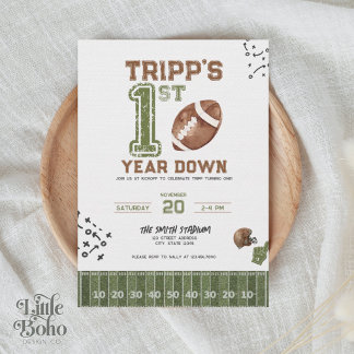 First Year Down | Boy Football Birthday Invitation