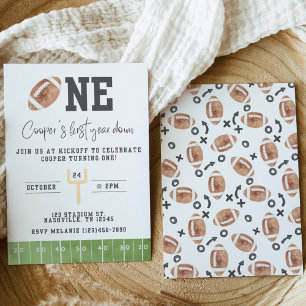 First Year Down First Birthday Invitation Football