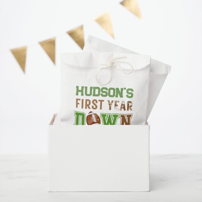 First Year Down Football 1st Birthday Favor Bag (Party)