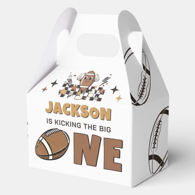 First Year Down Football 1st Birthday Favor Boxes (Front)