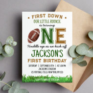 First Year Down Football 1st Birthday Invitation