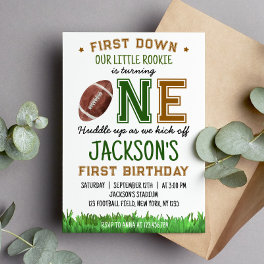 First Year Down Football 1st Birthday Invitation