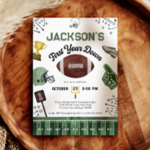 First Year Down Football 1st Birthday Invitation