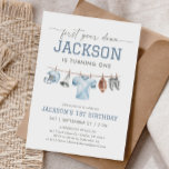 First Year Down Football 1st Birthday Invitation<br><div class="desc">Invite friends and family to celebrate your little one's 1st birthday with this football themed birthday invitation.</div>