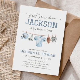 First Year Down Football 1st Birthday Invitation