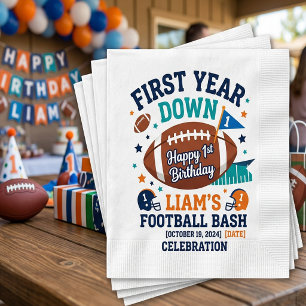 First Year Down Football 1st Birthday Napkins