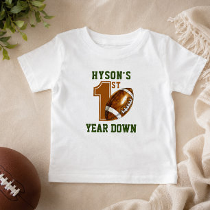First Year Down   Football 1st Birthday Party Baby T-Shirt