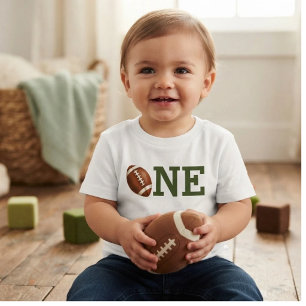 First Year Down Football 1st Birthday Party  Baby T-Shirt