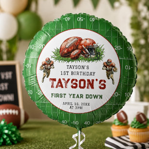 First Year Down Football 1st Birthday Party Balloon