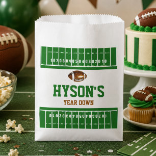 First Year Down Football 1st Birthday Party Favor Bag