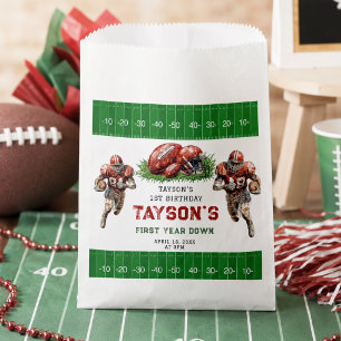 First Year Down Football 1st Birthday Party Favor Bag