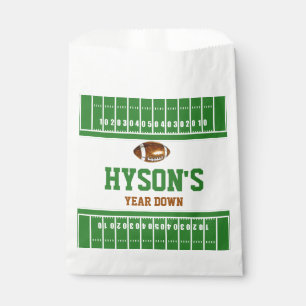 First Year Down Football 1st Birthday Party Favor Bag