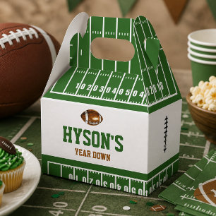 First Year Down Football 1st Birthday Party Favor Boxes
