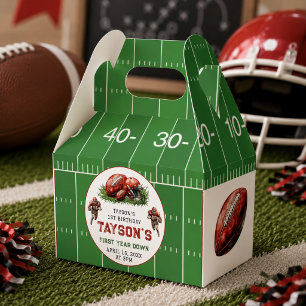 First Year Down Football 1st Birthday Party Favor Boxes