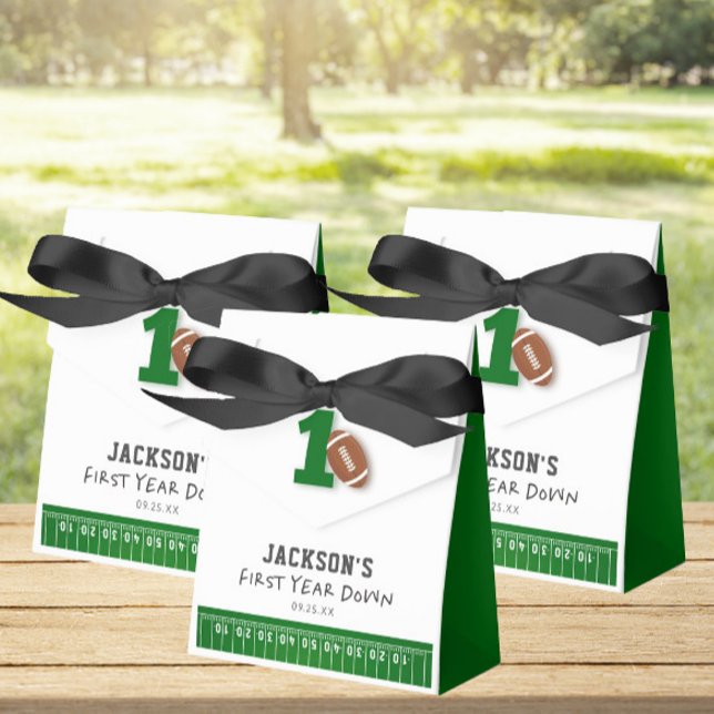 First Year Down Football 1st Birthday Party Favor Boxes (Creator Uploaded)