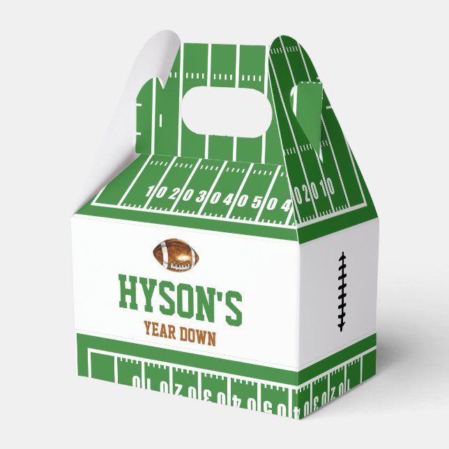 First Year Down | Football 1st Birthday Party Favor Boxes (Front Side)