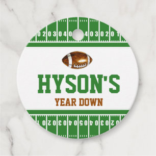 First Year Down Football 1st Birthday Party Favor Tags