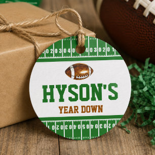 First Year Down Football 1st Birthday Party Favor Tags