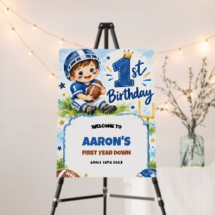 First Year Down Football 1st Birthday Party  Foam Board