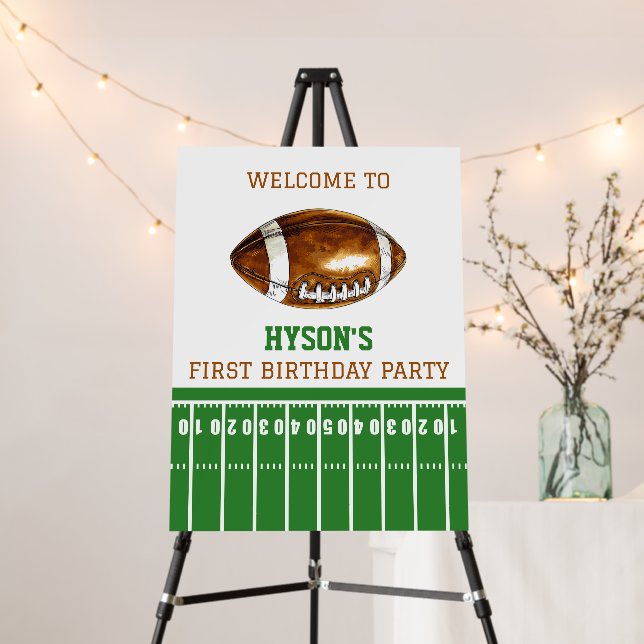 First Year Down | Football 1st Birthday Party Foam Board (In Situ (Stand))