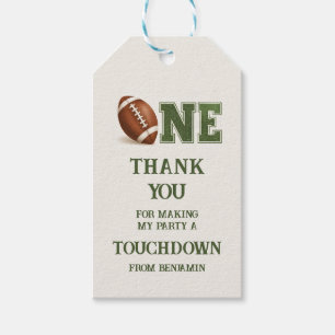 First Year Down Football 1st Birthday Party Gift Tags