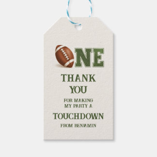 First Year Down Football 1st Birthday Party Gift Tags