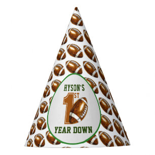 First Year Down Football 1st Birthday Party Hat