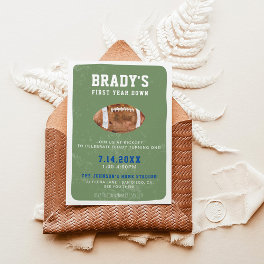 First Year Down Football 1st Birthday Party Invitation