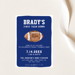 First Year Down Football 1st Birthday Party Invitation