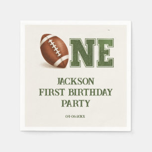 First Year Down Football 1st Birthday Party Napkins
