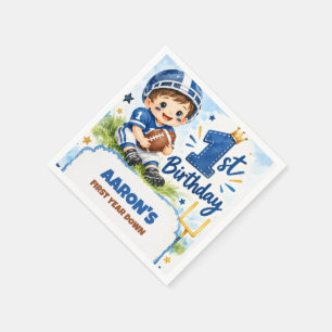First Year Down Football 1st Birthday Party Napkins