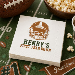 First Year Down Football 1st Birthday Party Napkins