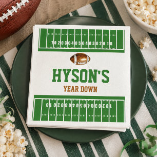 First Year Down Football 1st Birthday Party Napkins