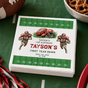 First Year Down Football 1st Birthday Party Napkins